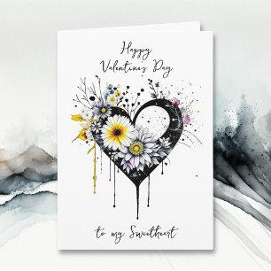 Carte Heureuse Sainte-Valentin à ma douce florale