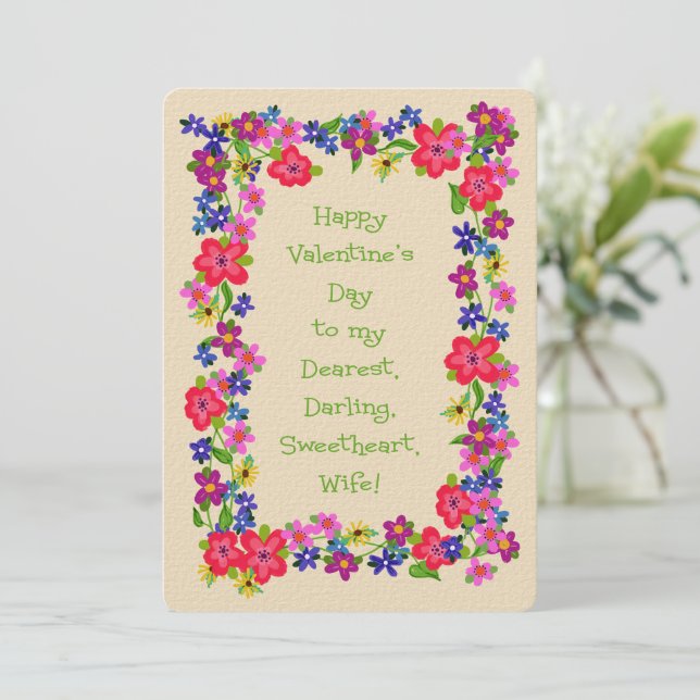 Carte Heureuse Sainte-Valentin À Mes Fleurs De Femme Les (Debout devant)