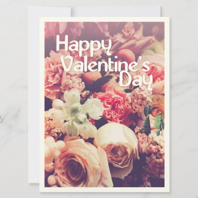 Carte Heureuse Sainte-Valentin avec Bouquet de fleurs Vi (Devant)