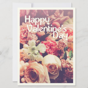 Carte Heureuse Sainte-Valentin avec Bouquet de fleurs Vi