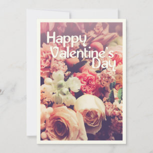 Carte Heureuse Sainte-Valentin avec Bouquet de fleurs Vi