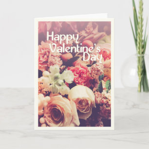 Carte Heureuse Sainte-Valentin avec Bouquet de fleurs Vi