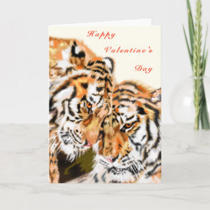 Carte Heureuse Sainte-Valentin avec deux tigres se