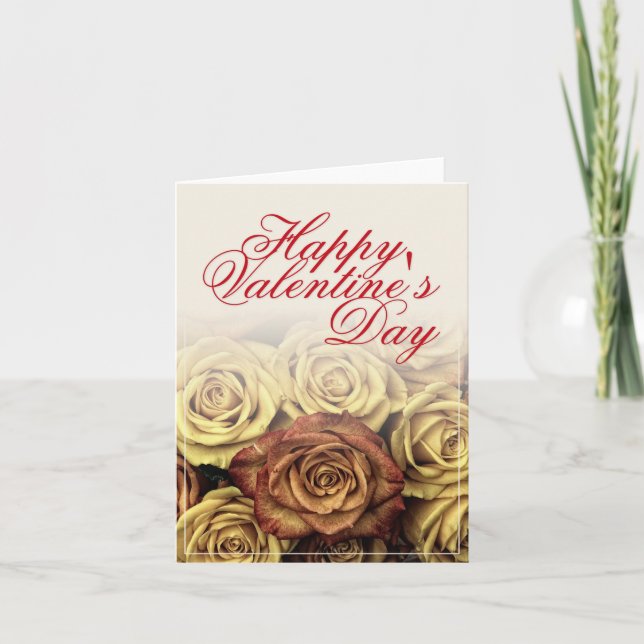 Carte Heureuse Sainte-Valentin avec Rosenbouquet jaune (Devant)