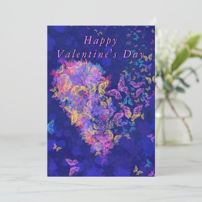 Carte Heureuse Sainte-Valentin - Coeur papillon - Romant (Debout devant)