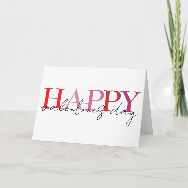 Carte Heureuse Sainte-Valentin coloré simple (Devant)