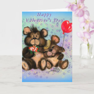 Carte Heureuse Sainte-Valentin Couple Ours Love Hu