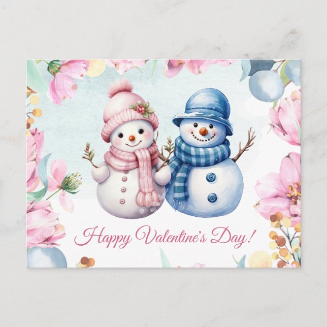 Carte Heureuse Sainte-Valentin Couple Snowman mign (Devant)