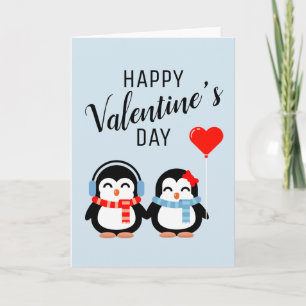 Carte Heureuse Sainte-Valentin   Cutie Pie Penguins