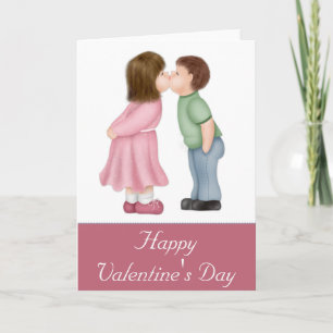Carte Heureuse Sainte-Valentin de baiser garçon et