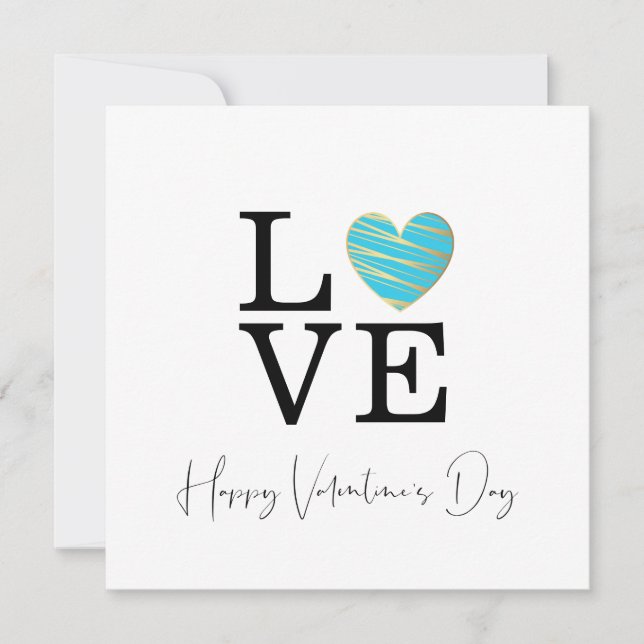 Carte Heureuse Sainte-Valentin de coeur Turquoise Love S (Devant)