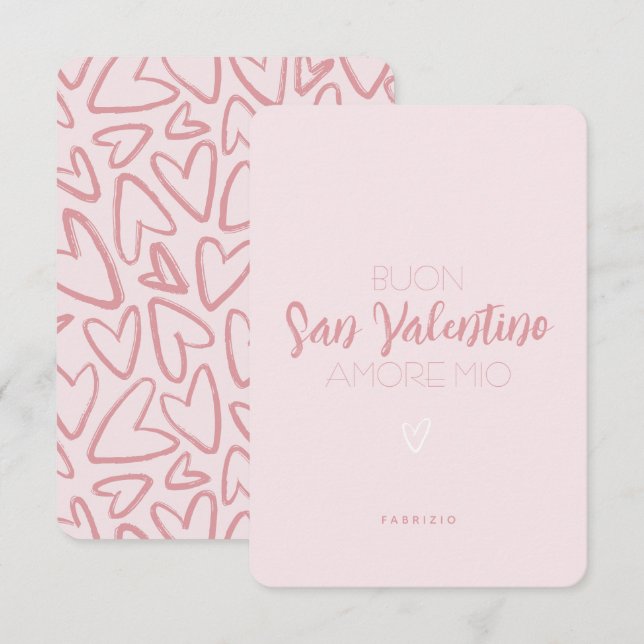 Carte Heureuse Sainte-Valentin en rose - Italien (Devant / Derrière)