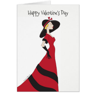 Carte Heureuse Sainte-Valentin fille en rouge