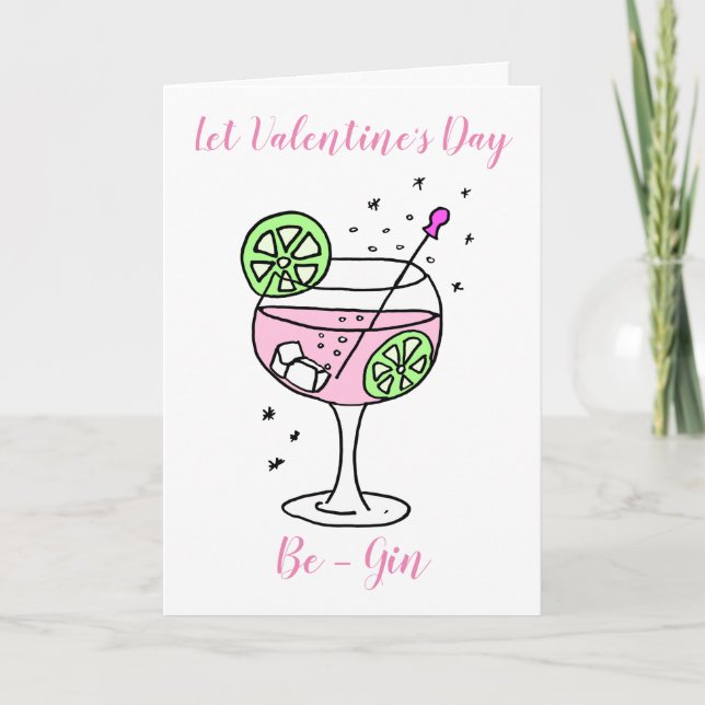 Carte Heureuse Sainte-Valentin Gin Rose (Devant)