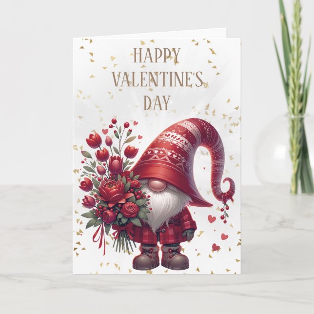 Carte Heureuse Sainte-Valentin Gnome (Devant)