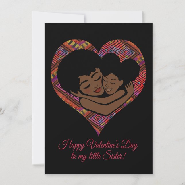 Carte Heureuse Sainte-Valentin Petite soeur Black Girl (Devant)