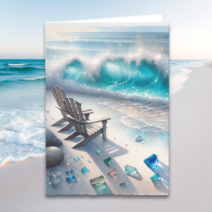 Carte Heureuse Sainte-Valentin Plage et verre marin