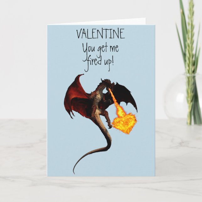 Carte Heureuse Sainte-Valentin Red Dragon Fire Heart (Devant)
