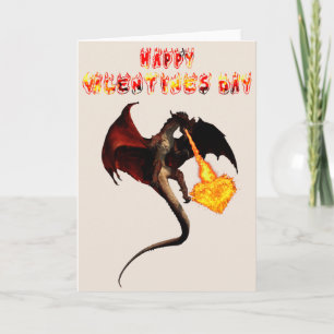 Carte Heureuse Sainte-Valentin Red Dragon Fire Heart