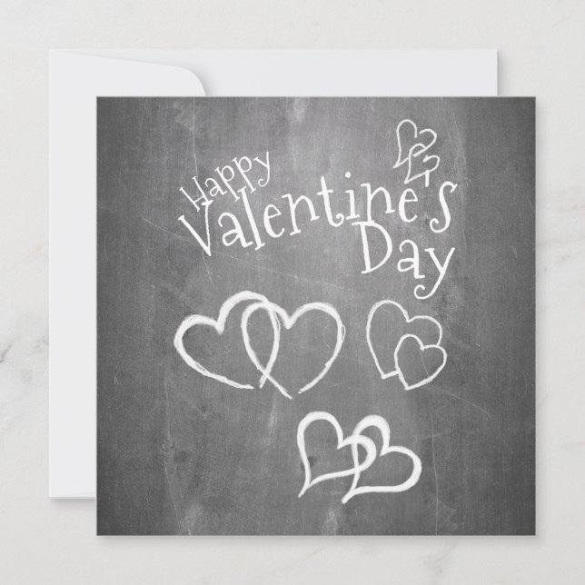 Carte Heureuse Sainte-Valentin sur un tableau à craie (Devant)