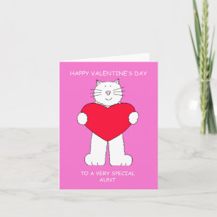 Carte Heureuse Sainte-Valentin Tante Cute Blanc Chat