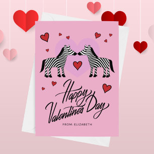 Carte HEUREUSE SAINTE-VALENTIN Zebra Friends