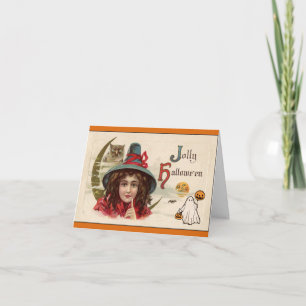 Carte Heureuse sorcière Vintage Halloween