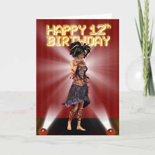 Carte Heureux 12ème anniversaire star deva sur la scène (Devant)