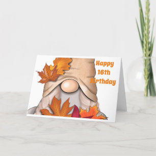 Carte HEUREUX **16ème ANNIVERSAIRE** DE CUTE GNOME