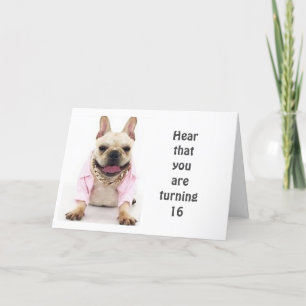 Carte HEUREUX **16ème** ANNIVERSAIRE DIT BULLDOG
