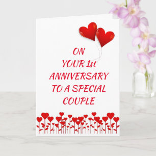 CARTE **HEUREUX 1ER ANNIVERSAIRE A *COUPLE SPÉCIAL*