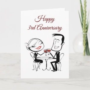 Carte ***HEUREUX 3e ANNIVERSAIRE*** À L'AMOUR DE MA VIE