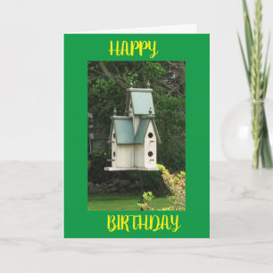 CARTE HEUREUX "ANNIVERSAIRE" BIRDHOUSE POUR VOUS!