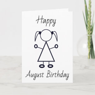 CARTE HEUREUX ***ANNIVERSAIRE D'AOÛT**** À LA JEUNE FILL