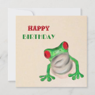 Carte Heureux anniversaire Grenouille verte salut