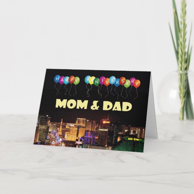 Carte HEUREUX ANNIVERSAIRE MOM & DAD Las Vegas Card (Devant)