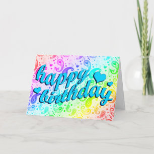 Carte heureux anniversaire : rainbow paisley :