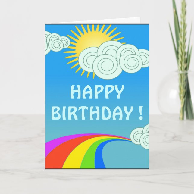 CARTE "HEUREUX" ANNIVERSAIRE" RAINBOW SKY (Devant)