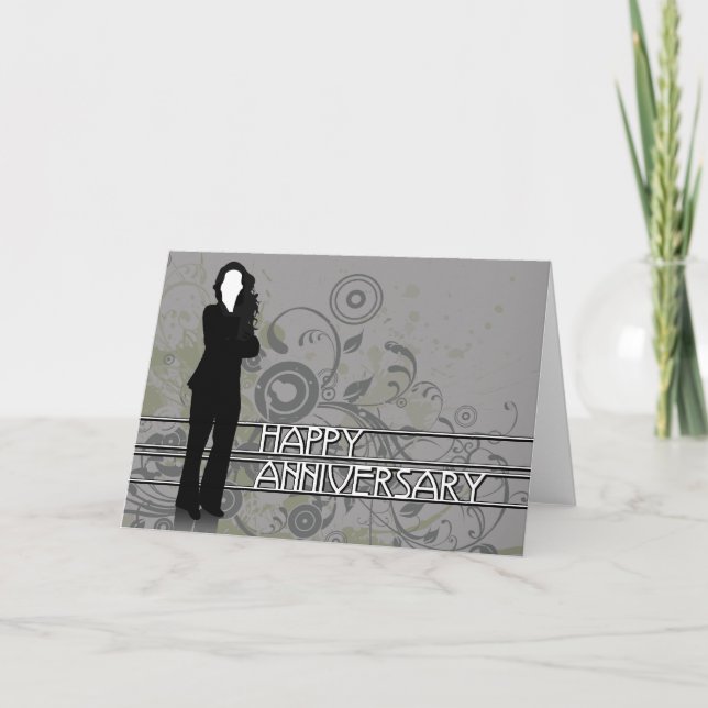 Carte heureux anniversaire : silhouette d'entreprise : (Devant)