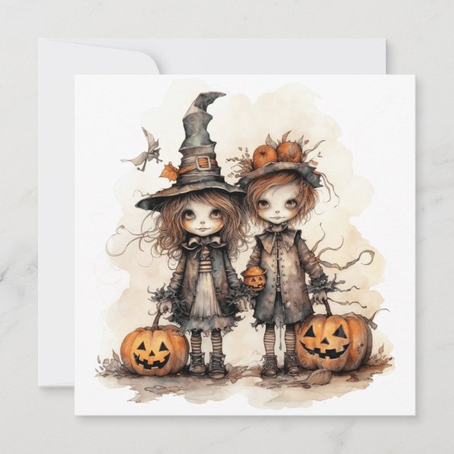 Carte heureux enfants halloween (Devant)