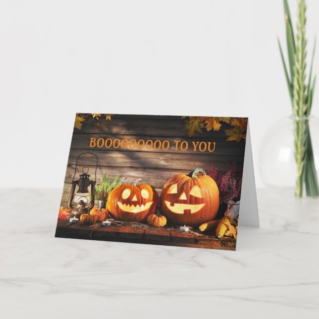 CARTE **HEUREUX OCTOBRE ANNIVERSAIRE ET BOO À VOUS** CAR (Devant)