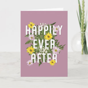 Carte Heureux toujours après rose et jaune Mariage flora