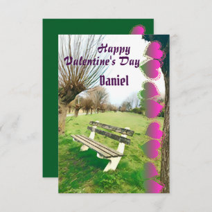 Carte Heureux Valentines Aquarelle Banc De Jardin Pour L