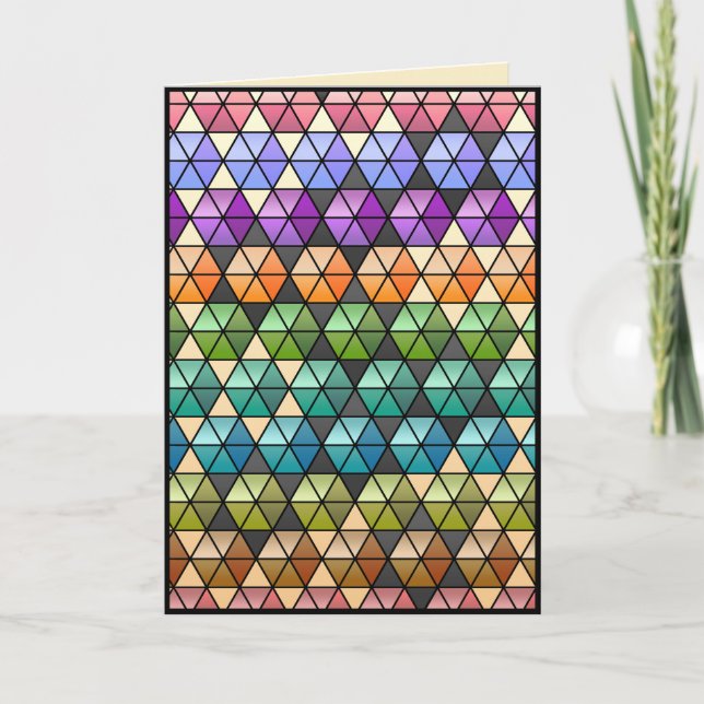 Carte Hexagon Quilt Arc-en-ciel chaud - Anniversaire per (Devant)