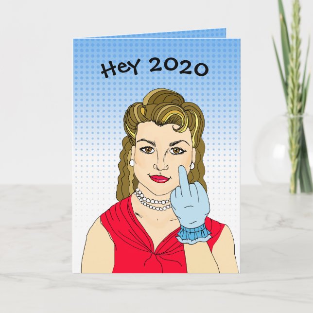 Carte Hey 2020, Embrasse mon cul Drôle Nouvel An (Devant)