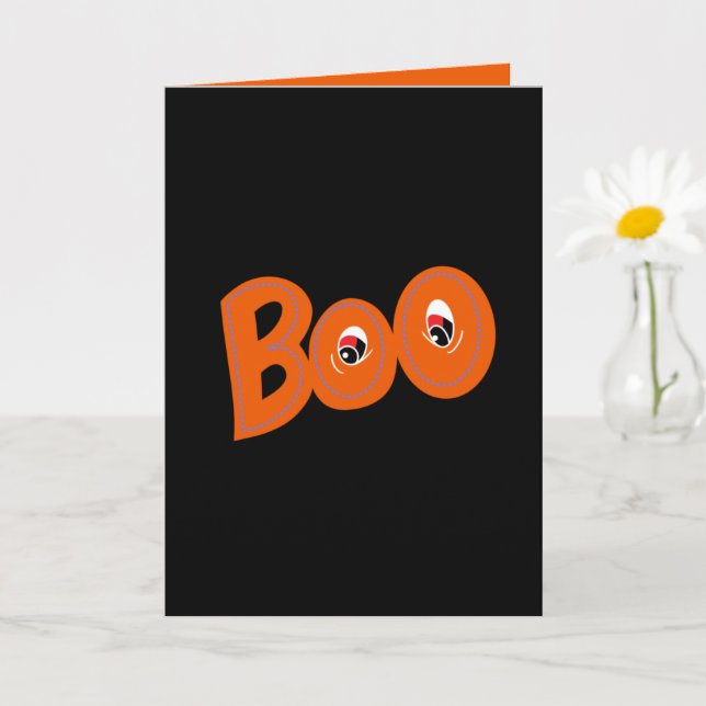 Carte Hey Boo Je T'Ai Craigné Typographie Dessin Art (Petite plante)