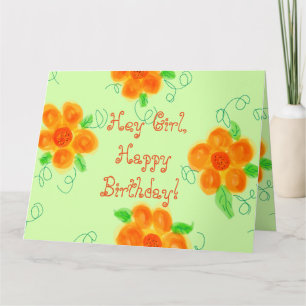Carte Hey Girl, joyeux anniversaire
