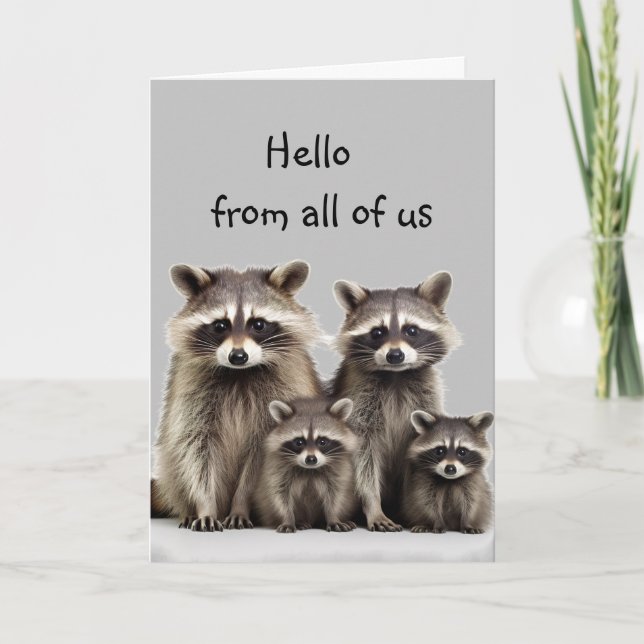 Carte Hi Thing You Cute Raccoon Group Family Fun (Devant)