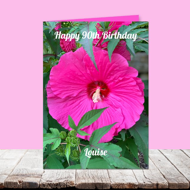 Carte Hibiscus 90e anniversaire pour femmes (Créateur téléchargé)