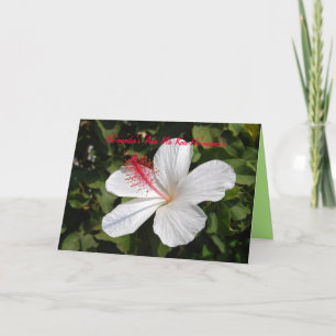 Carte Hibiscus blanc Hawaiian Happy Anniversaire